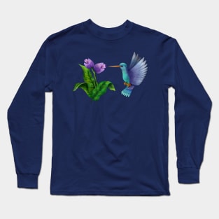 Hummingbird with flowers Long Sleeve T-Shirt
